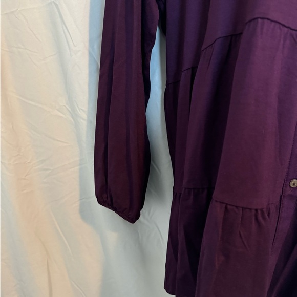 Wonderly Plus Size Tiered Tunic. Purple. Size 4X. V neck w/Buttons. Long sleeve - Picture 3 of 6